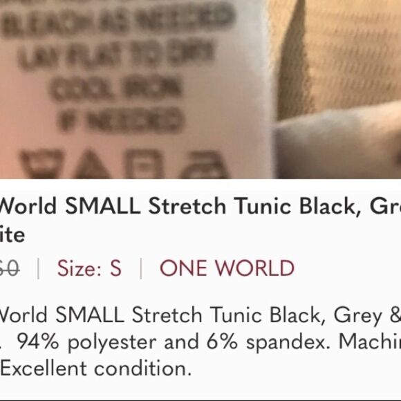 One World SMALL Stretch Tunic Black, Grey & White - Picture 6 of 6